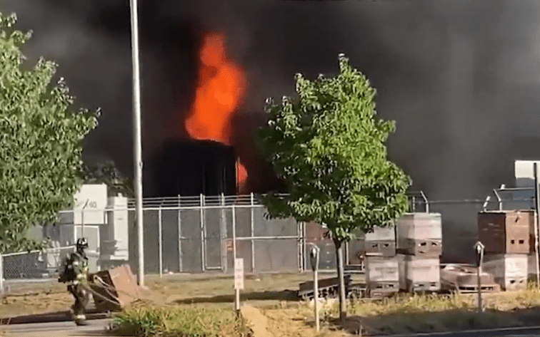 A fire inside the property of the substation.