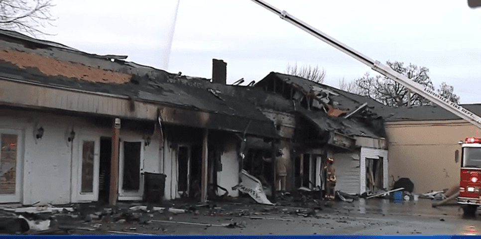 aftermath of strip mall fire.