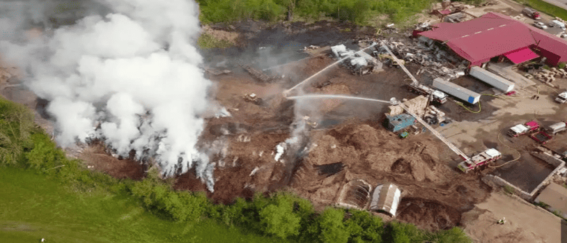 Image of pallet recycling fire