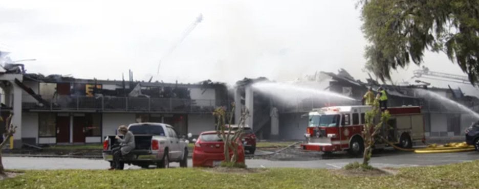 welding accident burns down inn