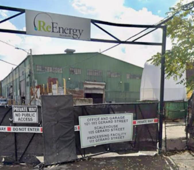 One of the recycling buildings before the fire