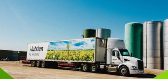 Nutrien fertilizer plant and transport vehicles