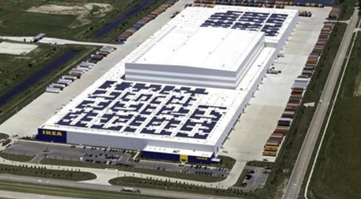 IKEA fulfillment center roof before the fire